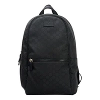 Рюкзак Men's GUCCI Logo Leather Logo Nylon Large Capacity schoolbag Backpack Black, черный 6664959