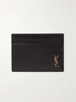 Кожаный картхолдер с аппликацией логотипа SAINT LAURENT, черный 2092892