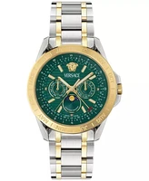 Мужские часы Swiss V-Galaxy Moonphase с двухцветным браслетом из нержавеющей стали, 43 мм Versace 25259187