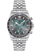 Мужские швейцарские часы с хронографом Greca Wave на стальном браслете, 43 мм Versace 25267646