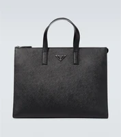 Сумка-тоут из сафьяновой кожи Prada, черный 25628094