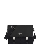 Плечевая сумка из переработанного нейлона и кожи Saffiano Prada, черный 25344577
