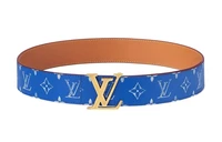 Ремень кожаный Louis Vuitton Initiales мужской, коричневый / синий 14003289