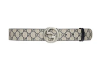 Ремень кожаный Gucci Blondie мужской, бежевый / синий 14000863