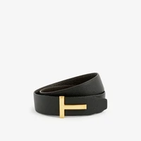 Двусторонний ремень из зернистой кожи с Т-образным логотипом Tom Ford, черный 6399074