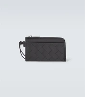 Кошелек из кожи intrecciato Bottega Veneta, черный 5938169