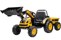 Детский электромобиль трактор с ковшом и прицепом (желтый, 2WD, EVA) - HL389-LUX-YELLOW-TRAILER HL389-LUX-YELLOW-TRAILER