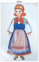 *Ф-9681 ПЛАКАТ ВЫРУБНОЙ А3 В ПАКЕТЕ. Девочка в карельском костюме (блестки в лаке, в индивидуальной упаковке, с европодвесом и клеевым клапаном) 531013943