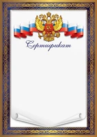 Ш-16990 Сертификат с Российской символикой (для принтера, картон 200 г 1749616620