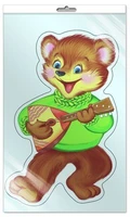 *ФМ-9030 ПЛАКАТ ВЫРУБНОЙ А4 В ПАКЕТЕ. Медвежонок (блестки, в индивидуальной упаковке, с европодвесом и клеевым клапаном) 1951293404