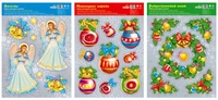 *КБН-17178 Комплект наклеек на окна А4+. Рождественский (3 наклейки, серебряная металлизация, многоразовые) 1259314699