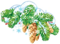 ФМ1-15272 Плакат вырубной А4. Ветка еловая с шишками. Двухсторонний 812825893