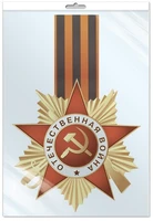 *ФМ1-17319 ПЛАКАТ ВЫРУБНОЙ А4 В ПАКЕТЕ. Орден с Георгиевской лентой (двухсторонний, в индивидуальной упаковке, с европодвесом и клеевым клапаном) 147785441