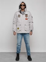 Куртка мужская зимняя с капюшоном молодежная серого цвета 88917Sr 1017265506
