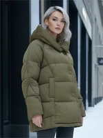 Куртка зимняя женская с капюшоном модная горчичного цвета 7651G 1361441671