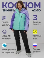 Горнолыжный костюм женский зимний бирюзового цвета 016Br 2087575156