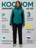 Горнолыжный костюм женский зимний зеленого цвета 0027Z 1699058005