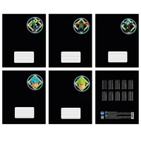 78323 Тетрадь Blocks черный, формат А5, на скрепке, 18 листов, клетка с полями, внутренний блок офсет 60-65 г, 100% белизна, обложка 190г/м2 + ВД-лак, 5 дизайнов в спайке 245113170