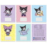 75947 Тетрадь Kuromi, формат А5, на скрепке, 18 листов, клетка с полями, внутренний блок офсет 60-65 г, 92% белизна, обложка мелованный картон + Уф-лак, 5 дизайнов в спайке 243084685