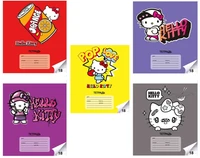 74559 Тетрадь Hello Kitty, формат А5, на скрепке, 18 листов, линейка с полями, внутренний блок офсет 60-65 г, 92% белизна, обложка мелованный картон + ВД-лак, 5 дизайнов в спайке 204210340