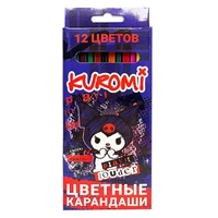 74721 Карандаши цветные пластиковые Kuromi 177 мм, 12 цв., шестигранные, в картонной упаковке с европодвесом 1857991489