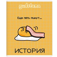 71601 Тетрадь предметная История "Gudetama", формат А5, клетка, 48 листов, на скрепке, внутренний блок офсет 60-65 г, 92% белизна, обложка софт-тач, скругленные углы, 1 дизайн, в спайке 10 шт 1360500004