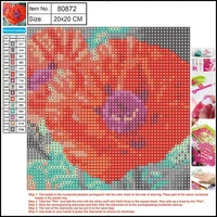 80872А Алмазная мозаика 5D Мак 20*20 см, без подрамника, полное заполнение; в составе:основа с клейким слоем, пластик.стразы, стилус, клей, емкость для страз 1210754023