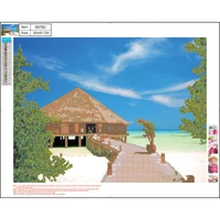 89760 Алмазная мозаика 5D Бунгало у моря 40*50 см. Без подрамника, частичная выкладка, в составе основа с клейким слоем, пластиковые стразы, стилус, клей, емкость для страз. 2011797166