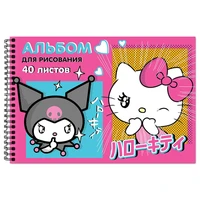 78689 Альбом для рисования Hello Kitty&amp;friends, А4, 40 листов, на гребне, мелованная обложка 190 гр/м2, белизна блока 100%, плотность блока офсет 100г/м2 302130157