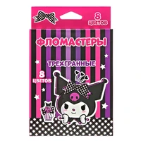 78285 Фломастеры трехгранные "Kuromi" 8 цв., в картонной упаковке с европодвесом 317176591