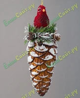 Новогодняя Игрушка шишка "Кардинал" 6*19 см. - арт.: 302-108 158361052