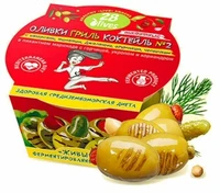 Оливки Коктейль Гриль №2 в пикантном маринаде, бкосточки 150г 20346