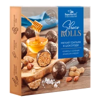Конфеты “Shoco Rolls” с солёным арахисом и медом в ш.глазури 135г 18617