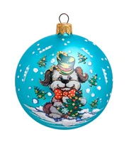НФШ-1222/3 Ел.украшение Шар «Собачка с ёлкой» 85 мм 1632551185