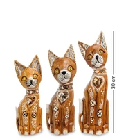 99-136 Фигурка «Кошка» н-р из трех 30,25,20 см (албезия, о.Бали) 1437451236