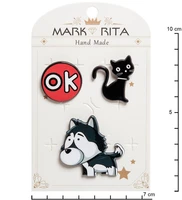 MR- 75 Н-р брошей с цанговым зажимом бабочка «Кот и пес» Mark Rita 124928188