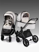 Коляска детская из экокожи 2в1 Amarobaby Motus Premium Ecco, молочный AB24-10MOTUSL/33