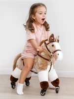 Лошадка каталка AMAROBABY (Funny Horse), на колесах, бежевый AMARO-28FH-Bei