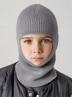 Шапка шлем детская Amarobaby Pure Love Cold вязаная, серый AB-OD24-PLC16/11-46