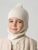 Шапка шлем детская Amarobaby Pure Love Cold вязаная, молочный AB-OD24-PLC16/33-46
