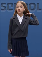 Пиджак трикотажный укороченный для девочки Amarobaby Study Short, серый AB-OD24-SS3002/11-134