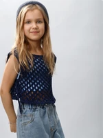 Жилет вязаный сетка детский Amarobaby MESH, цвет синий AB-OD24-KNIT10M/20-128