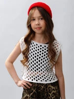 Жилет вязаный сетка детский Amarobaby MESH, цвет белый AB-OD24-KNIT10M/00-128