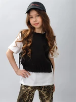 Жилет вязаный детский Amarobaby BOW, цвет черный AB-OD24-KNIT10B/09-128