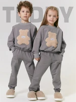 Костюм детский с принтом мишки Amarobaby TEDDY, цвет серый AB-OD24-T11/11-98