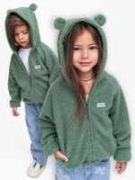 Кофта детская на молнии с подкладом и капюшоном с ушками Amarobaby BEAR, цвет зеленый AB-OD23-B12/13-98