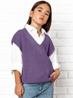 Жилет для девочки Amarobaby KNIT, сиреневый AB-OD21-KNIT10/17-122