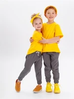 Костюм детский Amarobaby JUMP (футболка,брюки), желтый/серый AB-OD21-JUMP22/0411-92