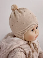 Шапка детская вязаная Amarobaby Pure Love Cutie, бежевый, демисезонная, с подкладом AB-OD21-PLС16/03-38