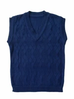 Жилет для мальчика Amarobaby Pure Love, School, вязаный, синий AB-OD21-PLS1001/20-122